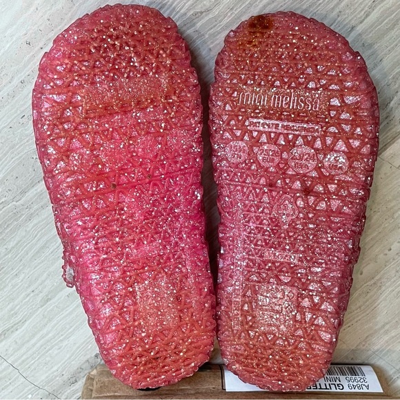 Mini Melissa Campana Mary Jane Toddler Flats Ballerinas 32995 with Box Glitter 9 - Picture 11 of 13